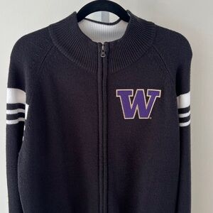 University of Washington UW Huskies Black Zip Up Sweater by Pro Edge Sz Large